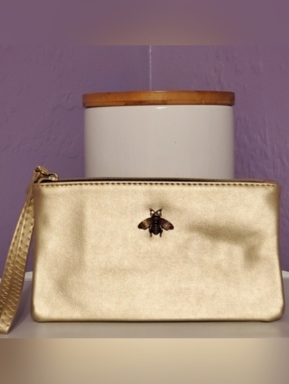 Gold Wristlet with Bee Accent